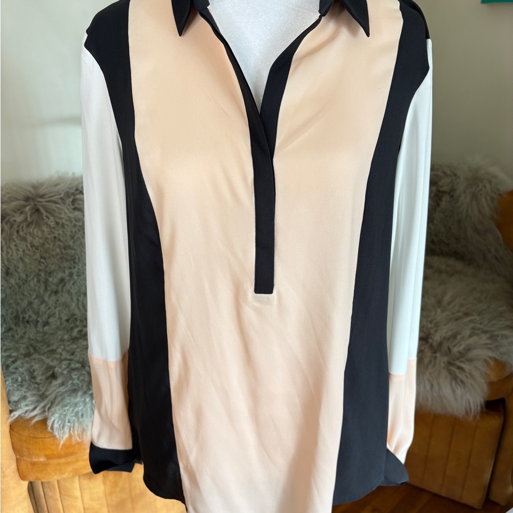 Ann Taylor Black and Cream Blouse